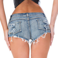 Hollow Out Denim Shorts Sexy Club Jeans Low Waist Hot Pants PQ646