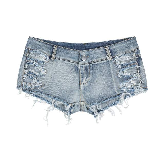 Hollow Out Denim Shorts Sexy Club Jeans Low Waist Hot Pants PQ646