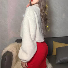 White Velvet Christmas Cape Women Xmas Night Club Coat PQ8801