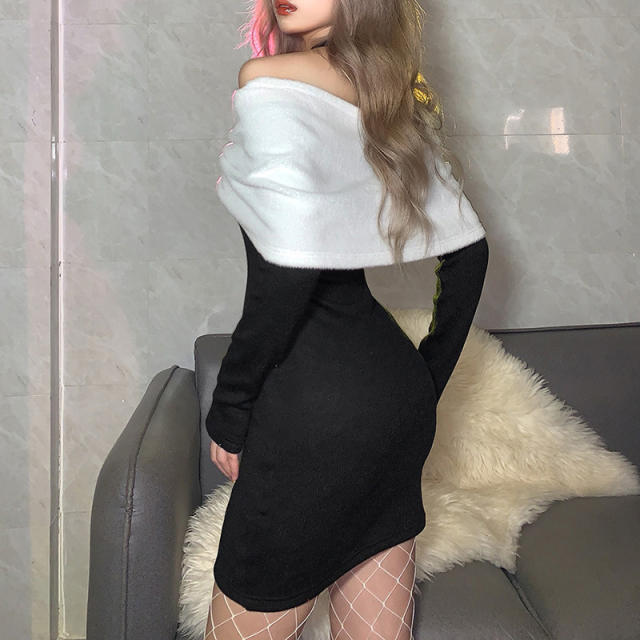 Black Velvet Christmas Dress For Women Xmas Night Club Wear PQ9250B