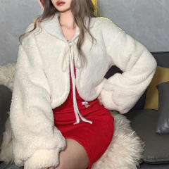 White Velvet Christmas Cape Women Xmas Night Club Coat PQ8801