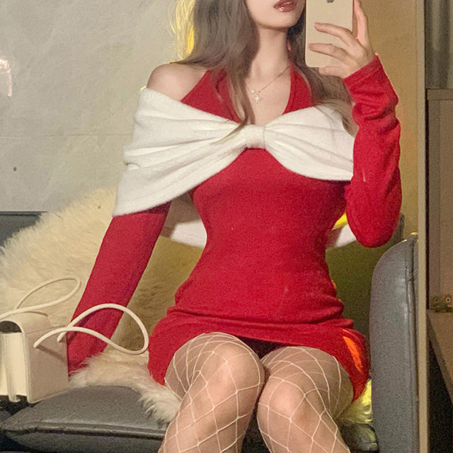 Red Velvet Christmas Dress For Women Xmas Night Club Wear PQ9250A