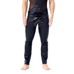 Men Sexy Faux Leather Pants Patchwork Skinny PU Trousers PQX6028