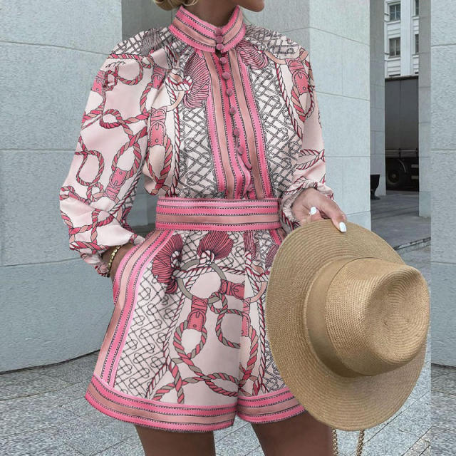 Summer Streetwear For Women Floral Print Two Pieces Sets PQFD437B
