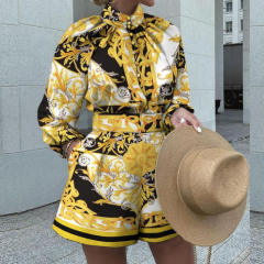 Summer Streetwear For Women Floral Print Two Pieces Sets PQFD437B