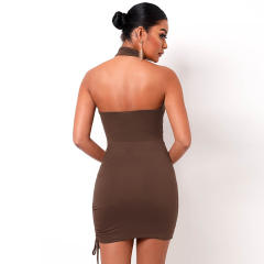 Green Sexy Halter Mini Dresses Women Fashion Club Dress PQ1251D