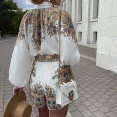 Summer Streetwear For Women Floral Print Two Pieces Sets PQFD437B
