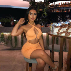 White Fashion Club Dress Sexy Halter Mini Dresses Women PQ02621A