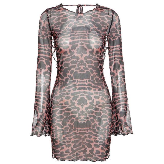 Sexy Leopard Mini Dresses Women Fashion Party Dress PQ09320