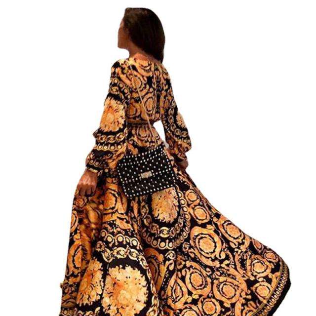 African Ethnic Print Bohemia Dress Summer Maxi Dresses Women PQ9992