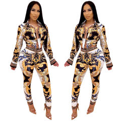 Ethnic Printing Fashion Two Piece Sets For Women PQ2107
