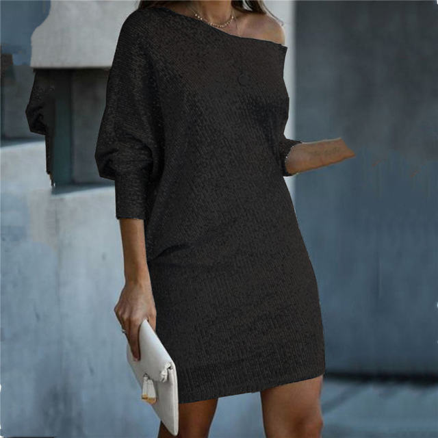 Silver Sequin Sexy Dresses For Women Long Sleeve Mini Dress PQF70A