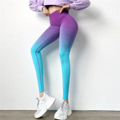Gradient Color Yoga Pants Women High Waist Running Trousers PQK049