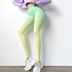Gradient Color Yoga Pants Women High Waist Running Trousers PQK049