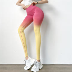 Gradient Color Yoga Pants Women High Waist Running Trousers PQK049