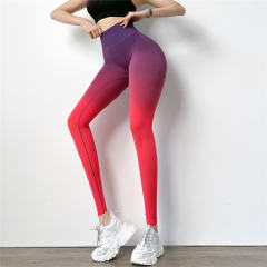 Gradient Color Yoga Pants Women High Waist Running Trousers PQK049