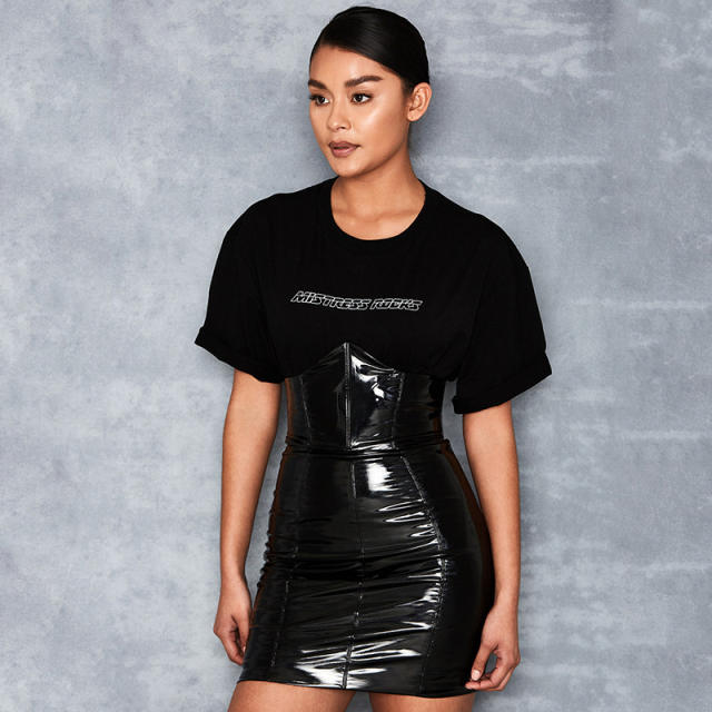 Wetlook Underbust Sexy Dress Sexy Faux Leather Women Mini Skirts PQ2078