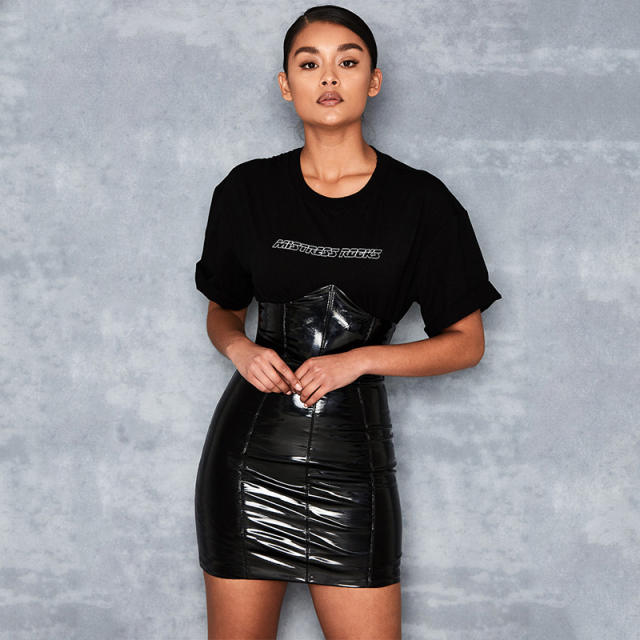 Wetlook Underbust Sexy Dress Sexy Faux Leather Women Mini Skirts PQ2078