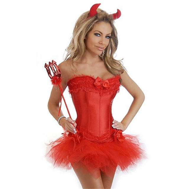Red Halloween Evil Fancy Dress Carnival Cosplay Costume PQ934A