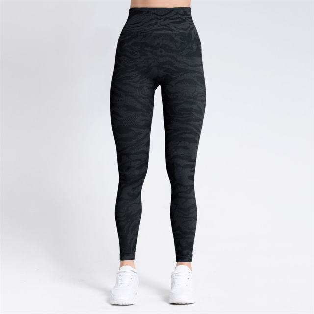 Blue High Waist Yoga Pants Women Bubble Butt Seamless Athletic Leggings PQ9124A