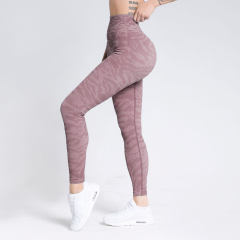 Purple High Waist Yoga Pants Women Bubble Butt Seamless Athletic Leggings PQ9124C