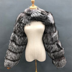 Dark Blue Winter Coat Women Faux Fur Shawl Long Sleeve Vest PQ00236A