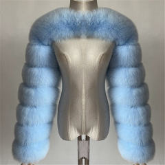 Dark Blue Winter Coat Women Faux Fur Shawl Long Sleeve Vest PQ00236A