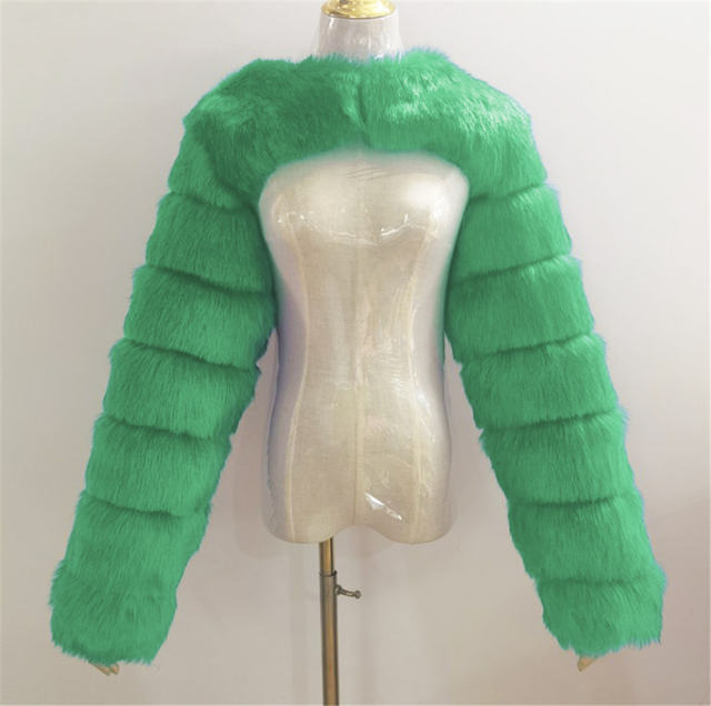Dark Blue Winter Coat Women Faux Fur Shawl Long Sleeve Vest PQ00236A