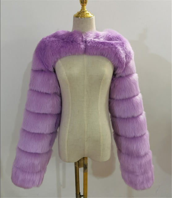 Dark Blue Winter Coat Women Faux Fur Shawl Long Sleeve Vest PQ00236A