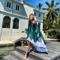 Summer Blue Floral Printed Dress Fashion Beach Dresses For Women PQ8154A