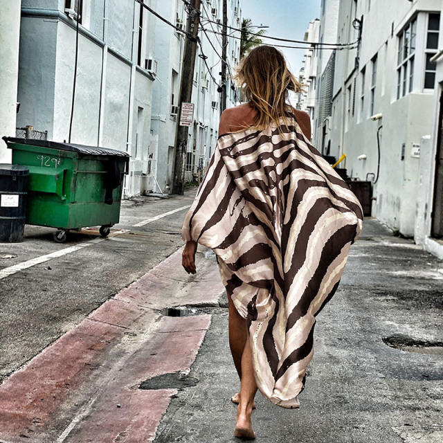 Lion Printed Summer Dress Fashion Beach Dresses For Women PQ8154B