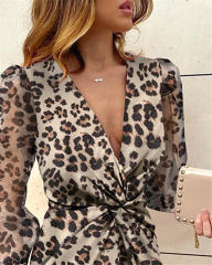 Red Floral Print Mini Dress Women Sexy V-neck Club Dresses PQ0303A