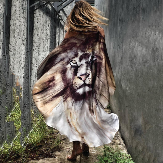 Lion Printed Summer Dress Fashion Beach Dresses For Women PQ8154B