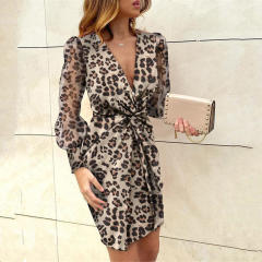 Red Floral Print Mini Dress Women Sexy V-neck Club Dresses PQ0303A