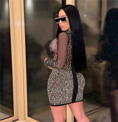 Women Mesh Sexy Club Dress Sequin Mini Dresses PQ8969