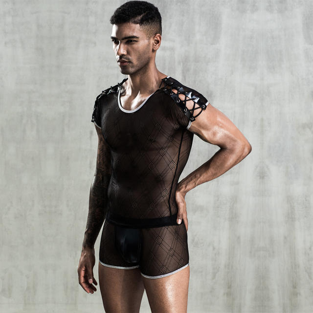 Wholesale Gay Mesh Lingerie For Men Club Wear Sexy Costume PQ7232 ML-12