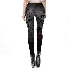 Skull Print Pants Halloween Leggings Women Cartoon Trousers KDK1966