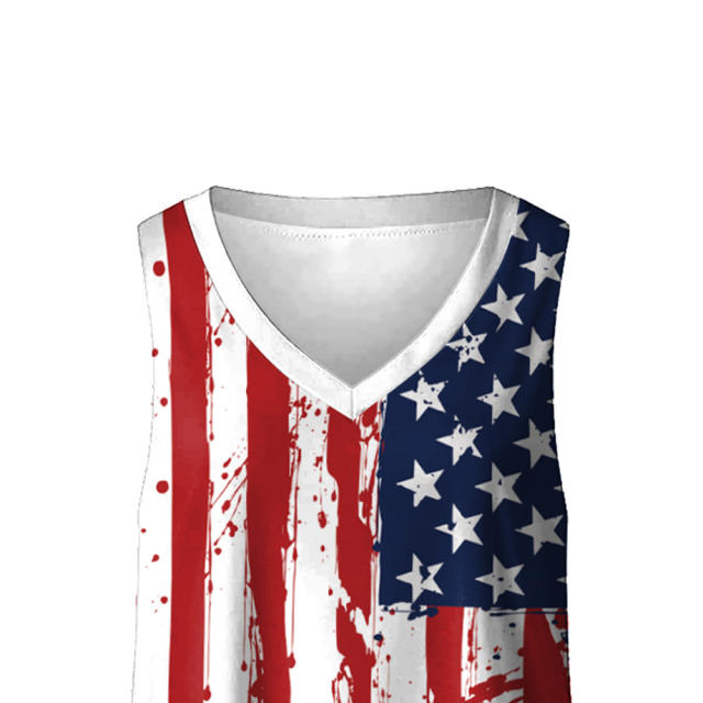 3D Printed Blouses USA Flag Tops Independence Day Vest PQ1002