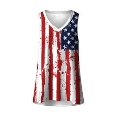 3D Printed Blouses USA Flag Tops Independence Day Vest PQ1002