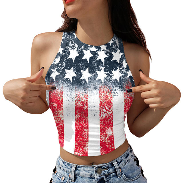 3D Printed USA Flag Tops American Blouses Independence Day Vest GA123-1012