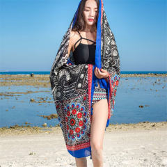 Wholesale Seaside Sunscreen Silk Scarf Cotton Ethnic Beach Towel PQ8803-25