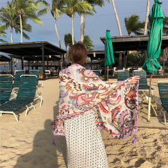 Wholesale Seaside Sunscreen Silk Scarf Cotton Ethnic Beach Towel PQ8803-26