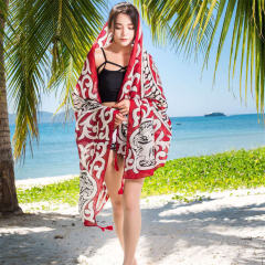 Wholesale Seaside Sunscreen Cotton Scarf Ethnic Silk Beach Towel PQ8803-16