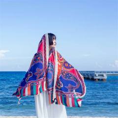 Wholesale Seaside Sunscreen Cotton Scarf Ethnic Silk Beach Towel PQ8803-10