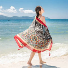 Wholesale Seaside Sunscreen Cotton Scarf Ethnic Silk Beach Towel PQ8803-10