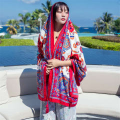 Wholesale Ethnic Silk Beach Towel Seaside Sunscreen Cotton Scarf PQ8803-20