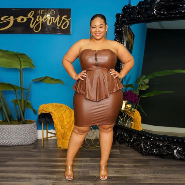 Black Off Shoulder Mini Dresses Plus Size PVC Night Club Dress PQ6767