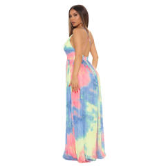 Fashion V-neck Maxi Dresses Printed Plus Size Casual Dress PQ8830