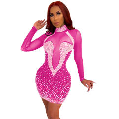 Rhinestone Mini Dress Sexy Women Sequin Bodycon Dresses PQ3281