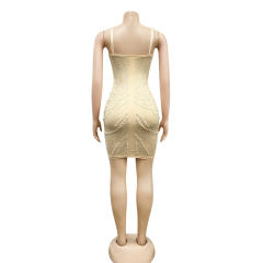 Apricot Sequin Dresses For Women Rhinestone Bodycon Dress PQ5074B